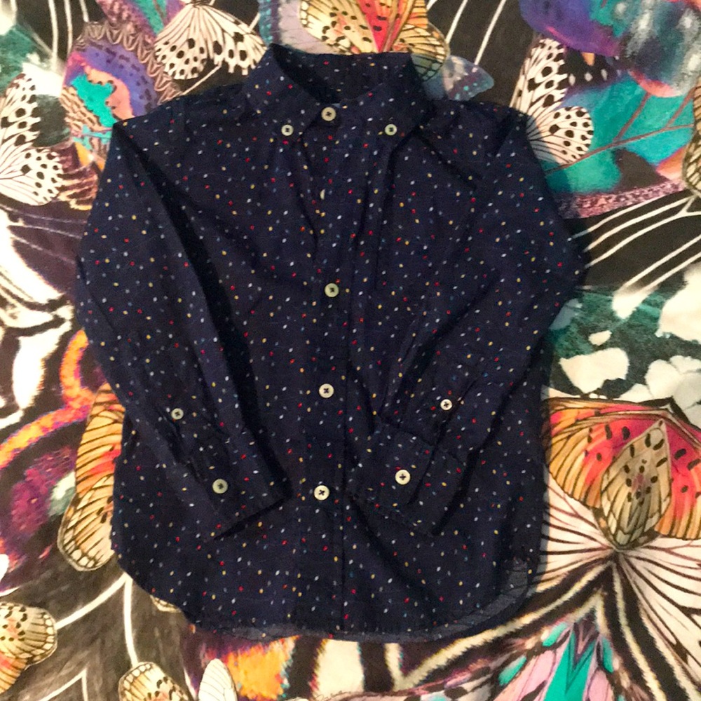 Gap Boys holiday lights button down shirt XS (4-5)